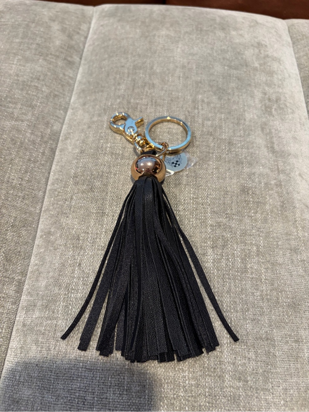 Vince Camuto Black Tassel Keychain with Gold Hardware - New